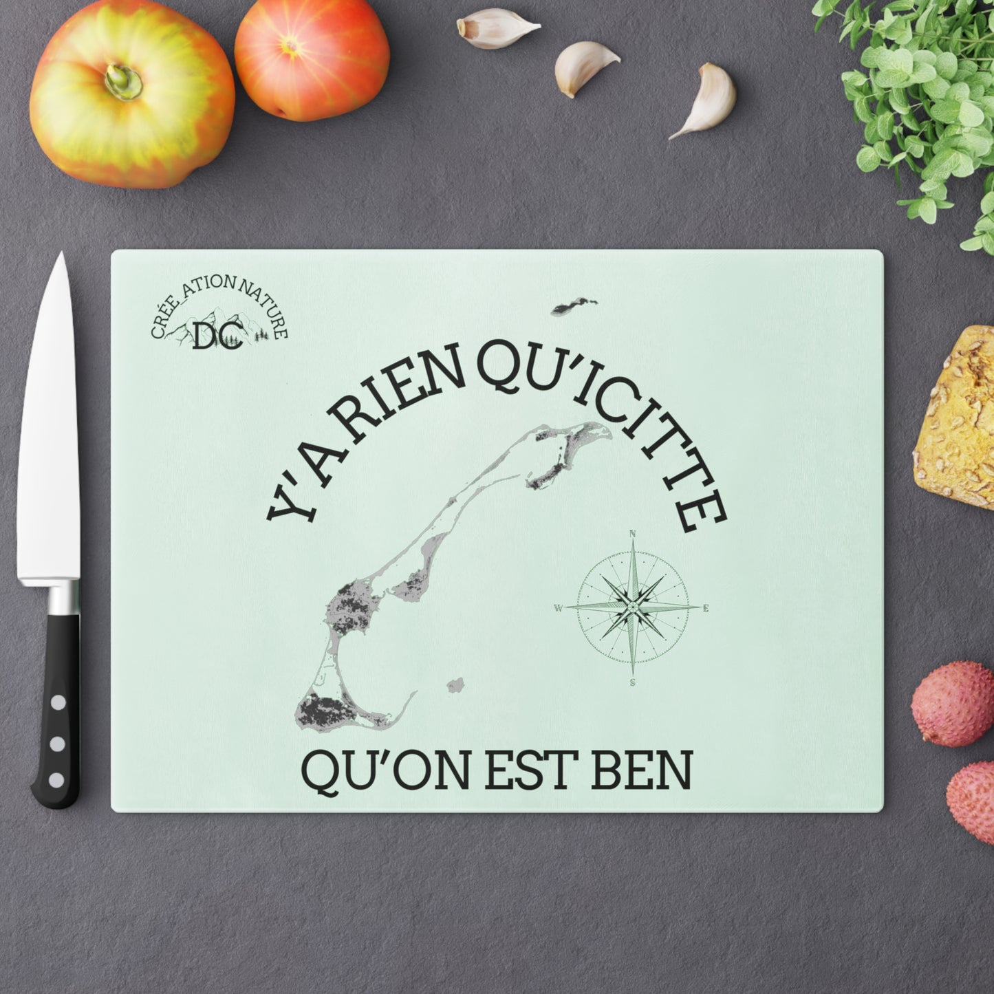planche à découper en verre trempé-Coastal Cutting Board with Inspirational Quote -Crée_Ation Nature DC