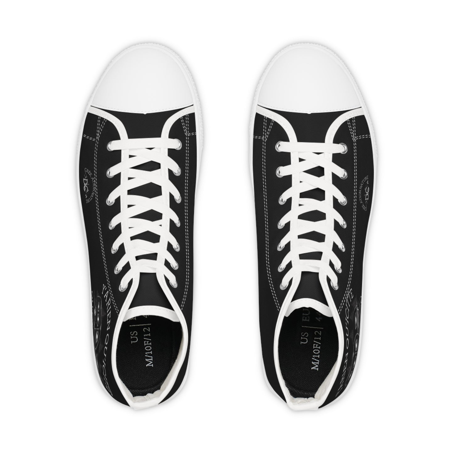 Stylish Men's High Top Sneakers - Unique Black Design with Vintage Print