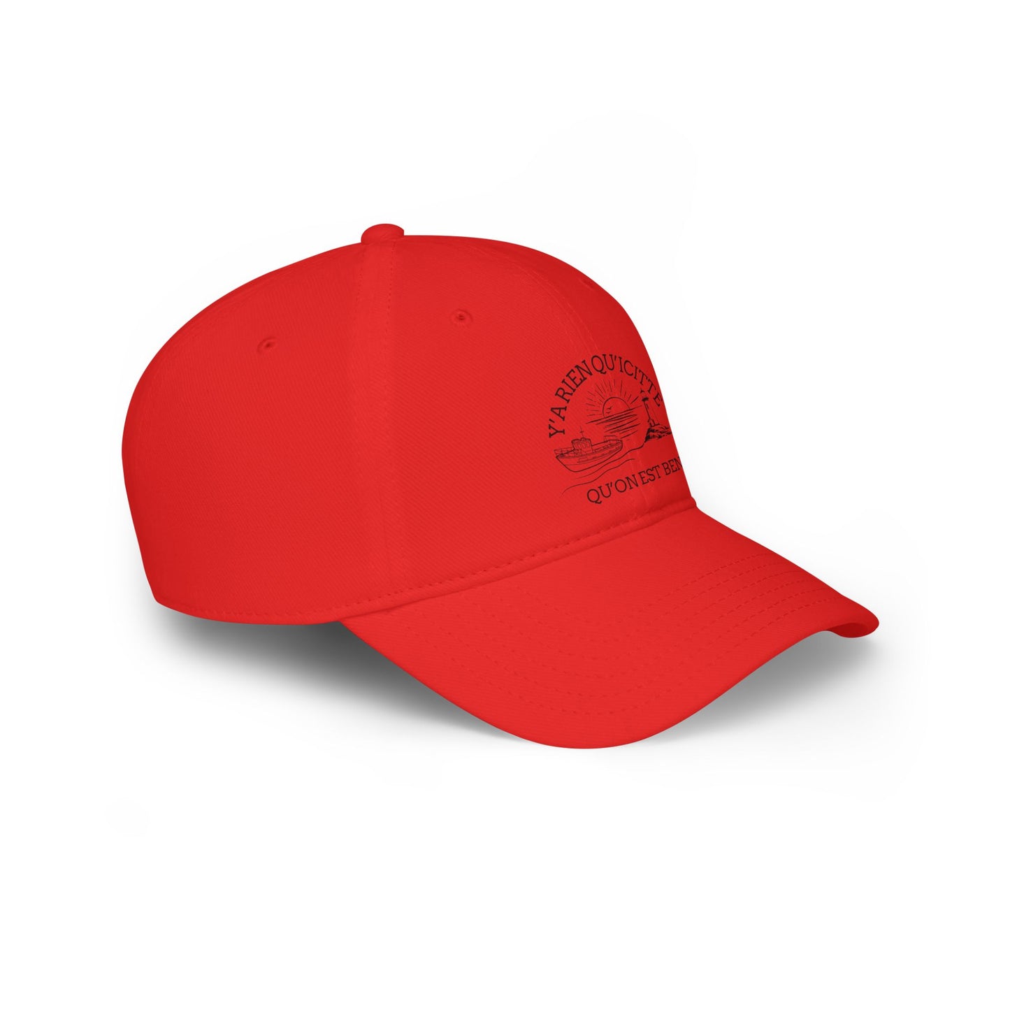 Casual Red Baseball Cap - "Y'A RIEN QU'Y'ACITTE" Inspirational Design - Crée_ation Nature DC