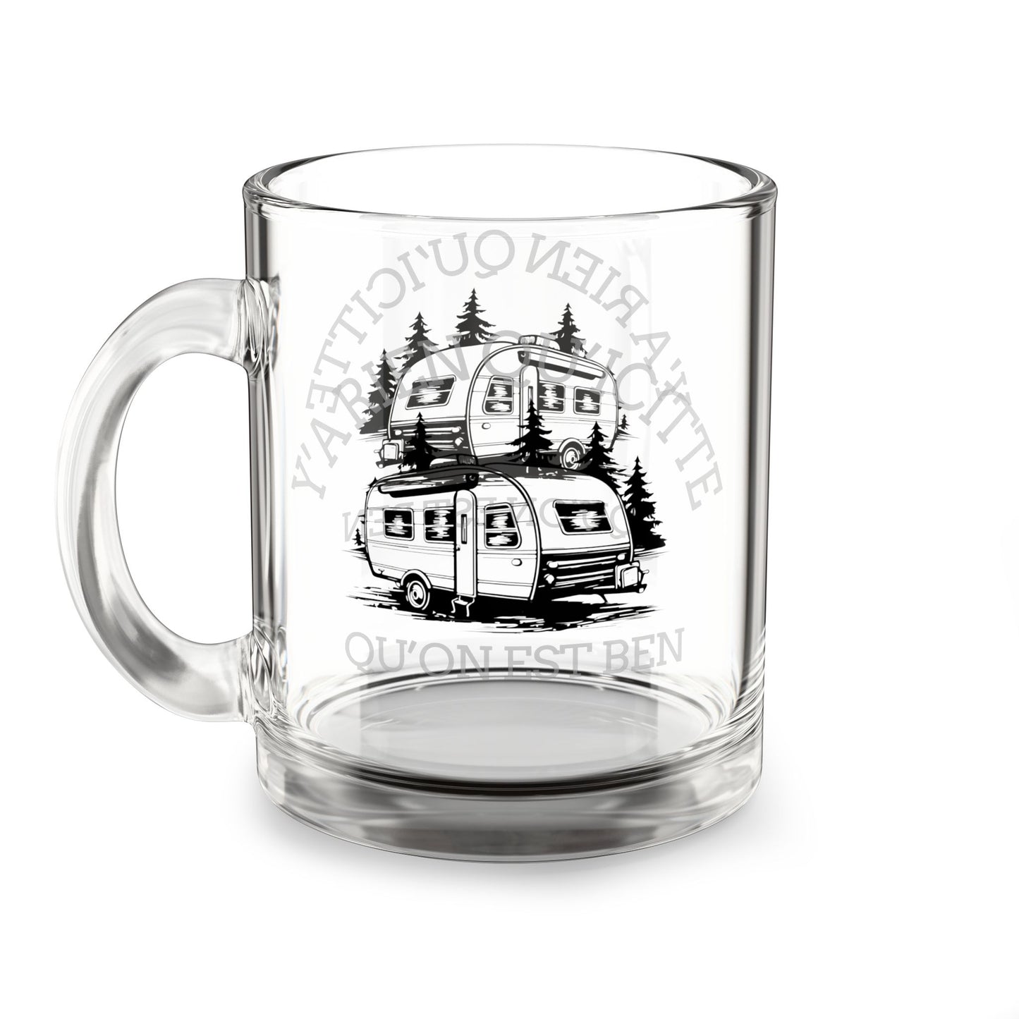 Tasse Camping-Themed Glass Mug - 10oz Retro Camper Design for Outdoor Lovers