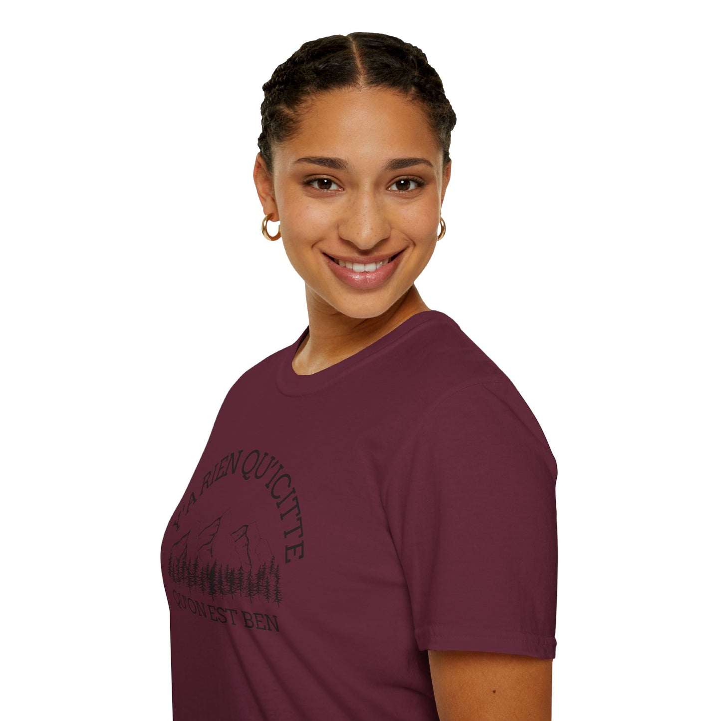 Nature-Inspired Unisex Softstyle T-Shirt - "Ya Rien Qu`Icitte" Design