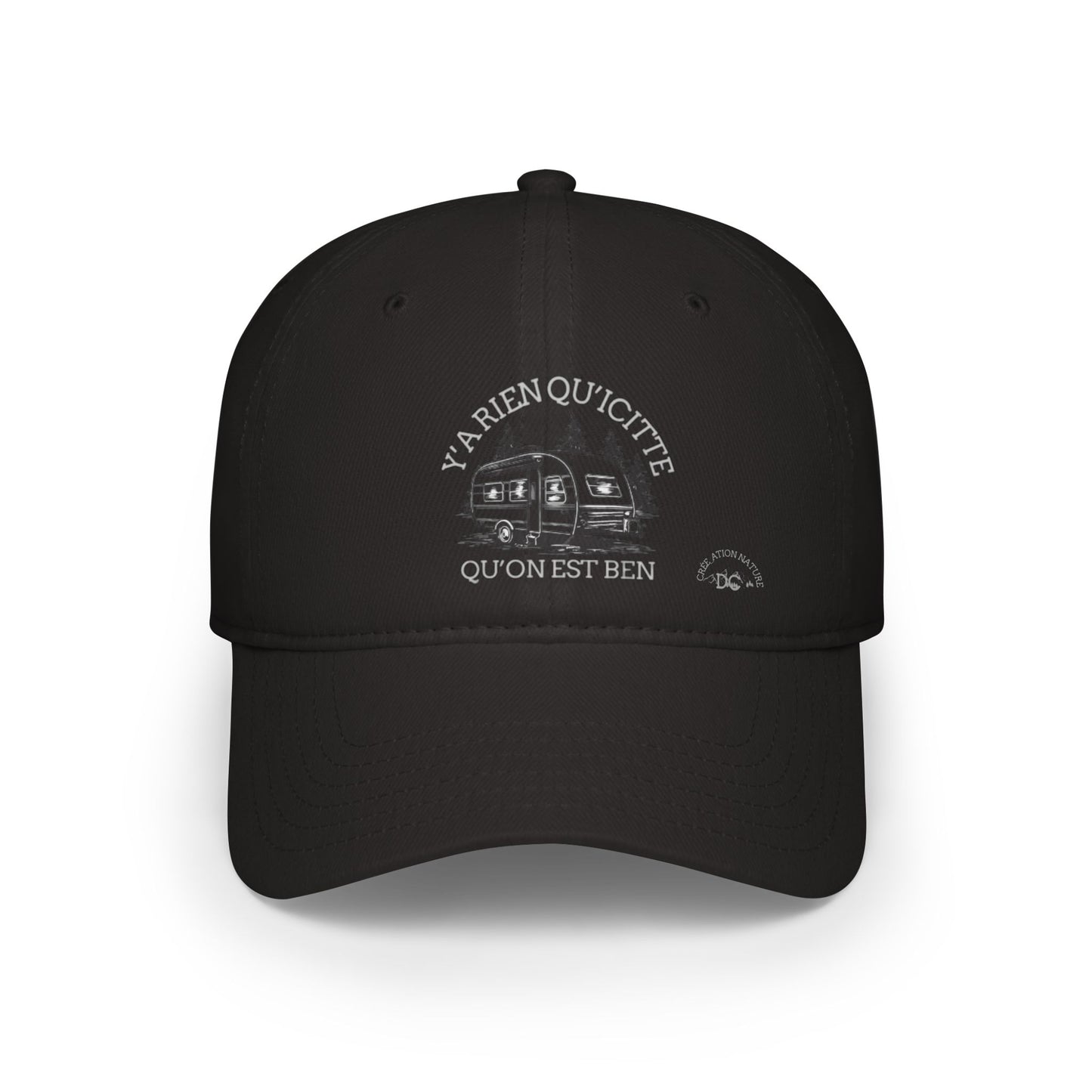 Red Low Profile Baseball Cap - 'Ya Rien Qu'citte Qu'on Est Ben' Design Crée_ation Nature DC