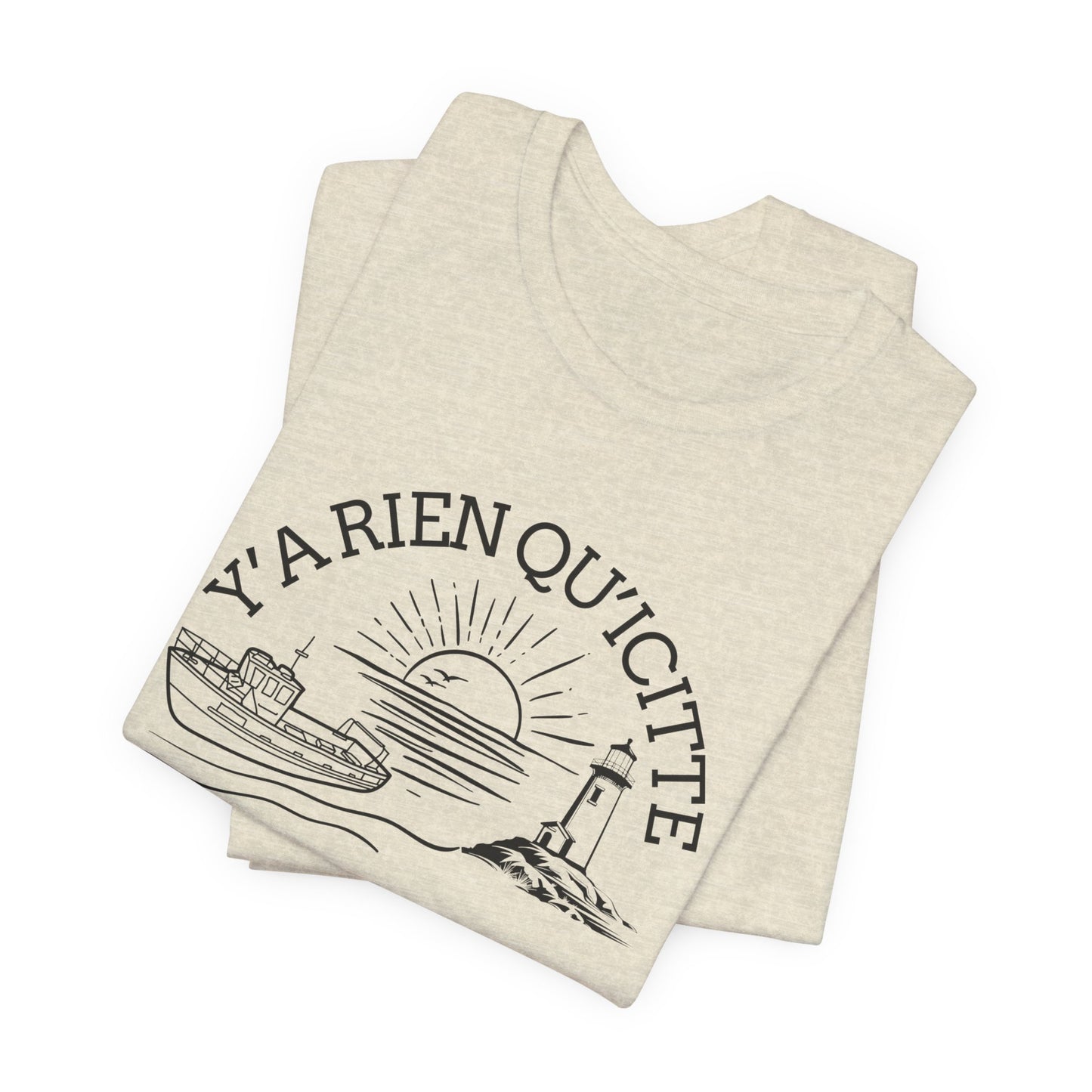 Sunset Sailboat Unisex Tee - Y'a rien qu'icitte Qu'on est ben - Crée_ation Nature DC