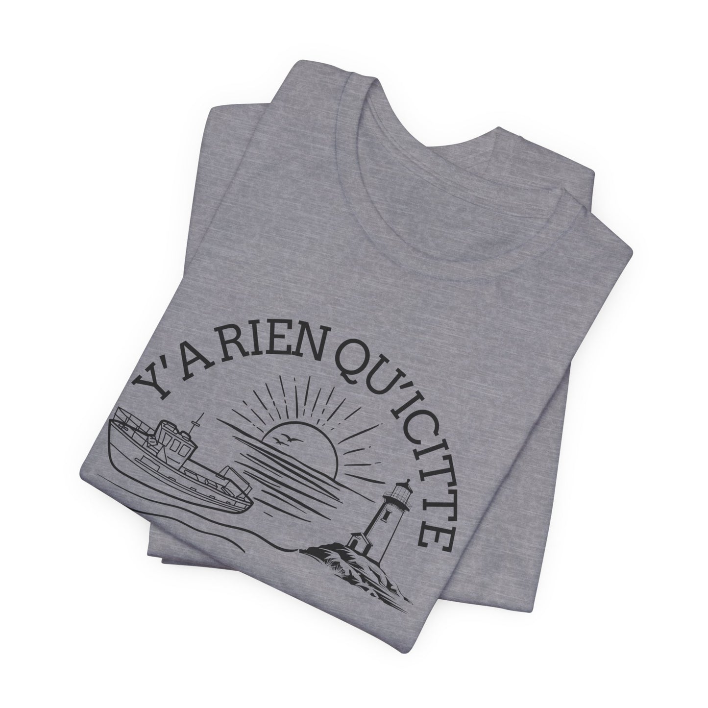 Sunset Sailboat Unisex Tee - Y'a rien qu'icitte Qu'on est ben - Crée_ation Nature DC