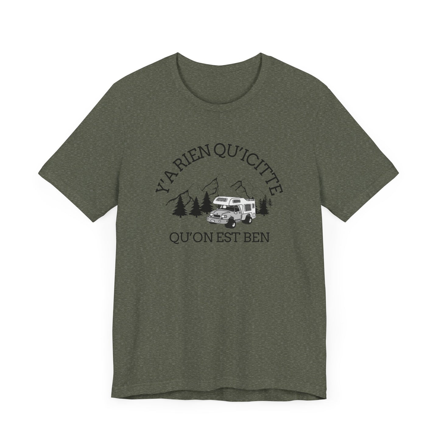 Adventure Spirit Unisex Short Sleeve Tee – 'Y'a Rien Qu'Icitte' Design-Crée_ation Nature DC