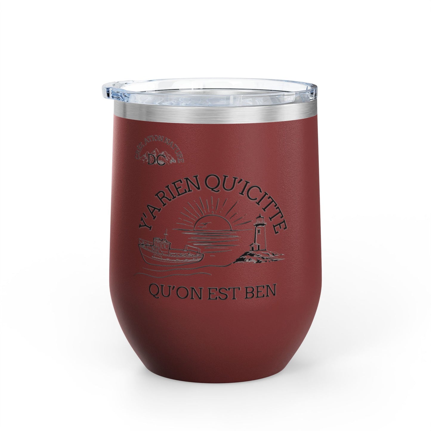 Chic Wine Tumbler - 12oz Inspirational Travel Mug with Nautical Design - Crée_ation Nature DC