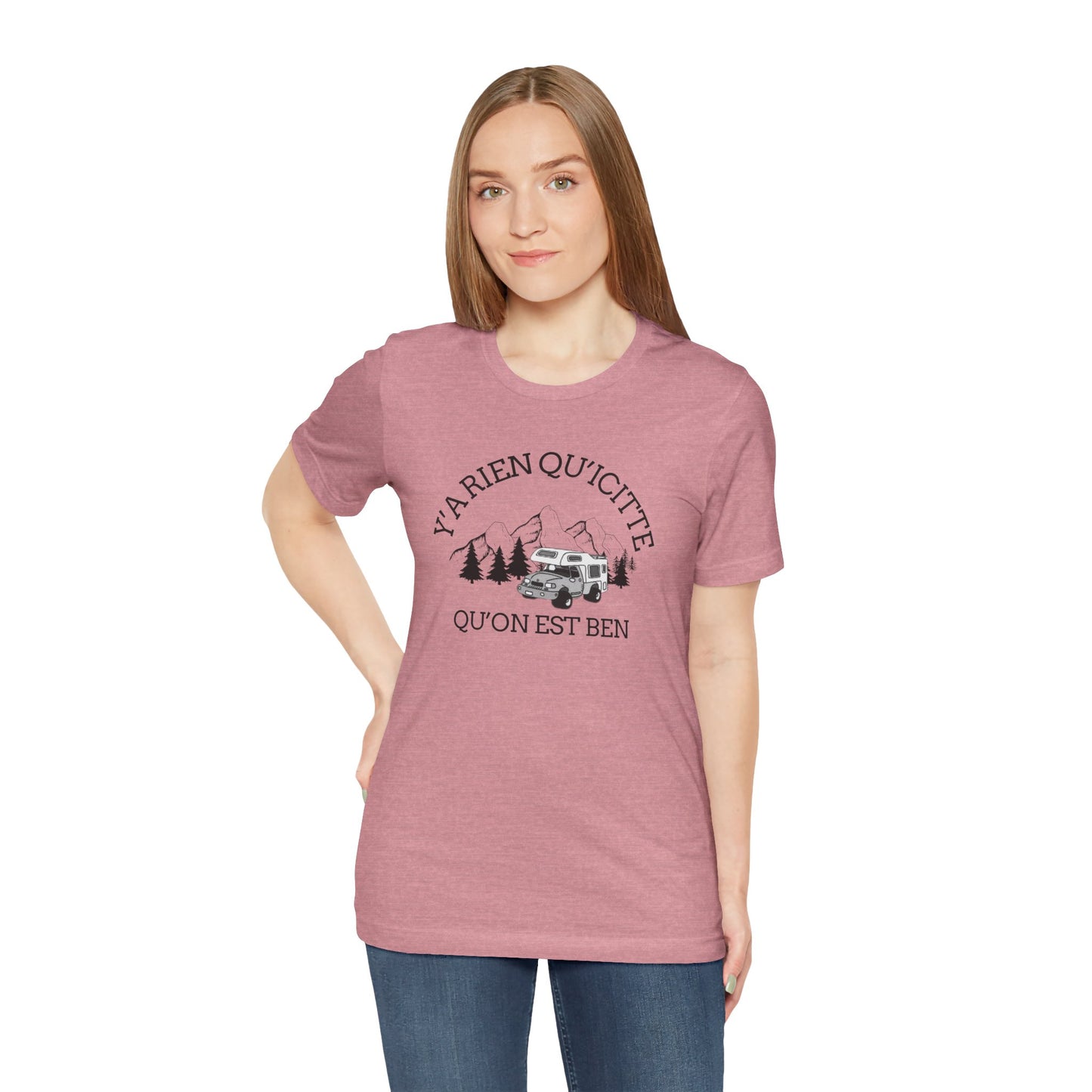 Adventure Spirit Unisex Short Sleeve Tee – 'Y'a Rien Qu'Icitte' Design-Crée_ation Nature DC