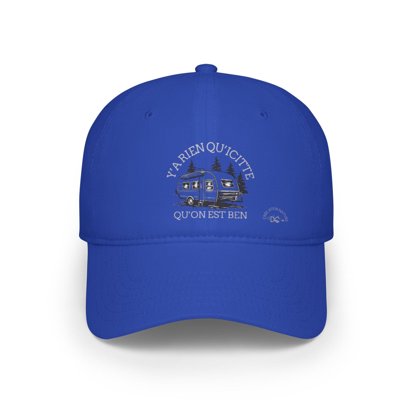 Red Low Profile Baseball Cap - 'Ya Rien Qu'citte Qu'on Est Ben' Design Crée_ation Nature DC