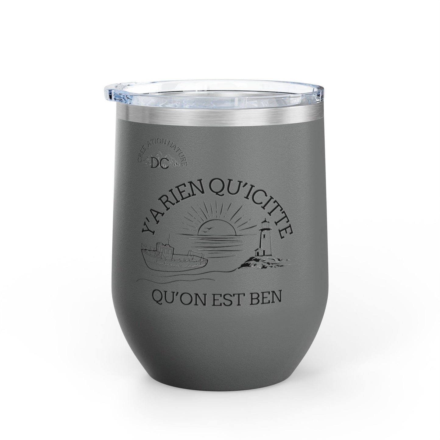 Chic Wine Tumbler - 12oz Inspirational Travel Mug with Nautical Design - Crée_ation Nature DC