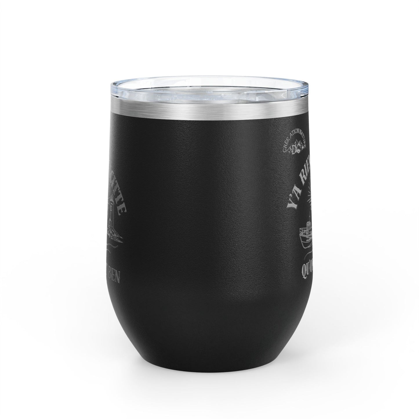 Vintage-Inspired Wine Tumbler - 12oz "Ya Rien Qu'citte" With Nautical Theme -Crée_ation Nature DC