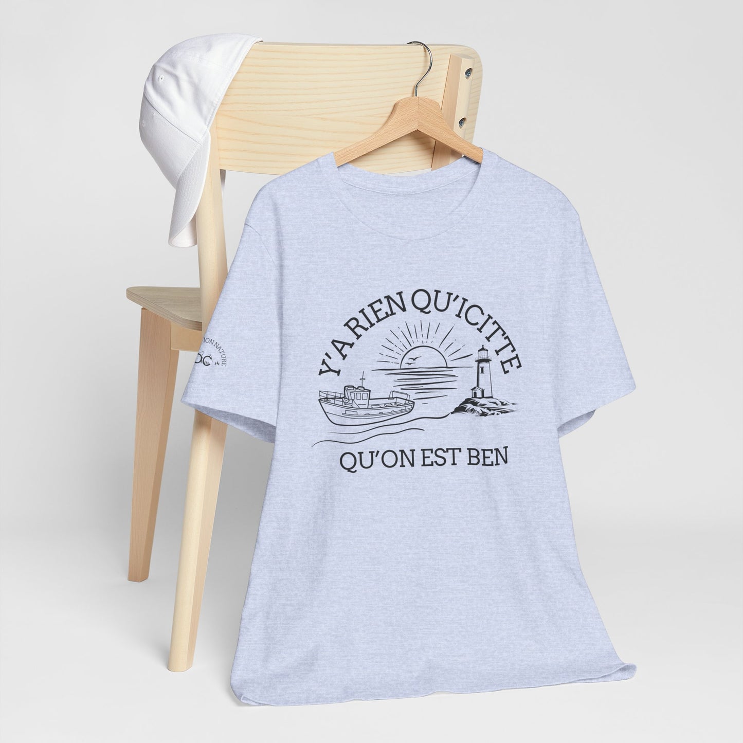Sunset Sailboat Unisex Tee - Y'a rien qu'icitte Qu'on est ben - Crée_ation Nature DC