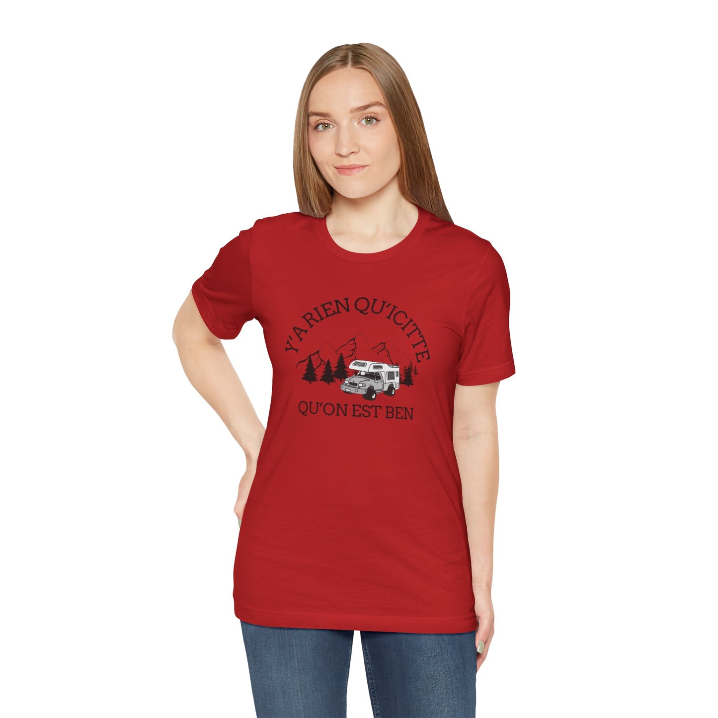 Adventure Spirit Unisex Short Sleeve Tee – 'Y'a Rien Qu'Icitte' Design-Crée_ation Nature DC