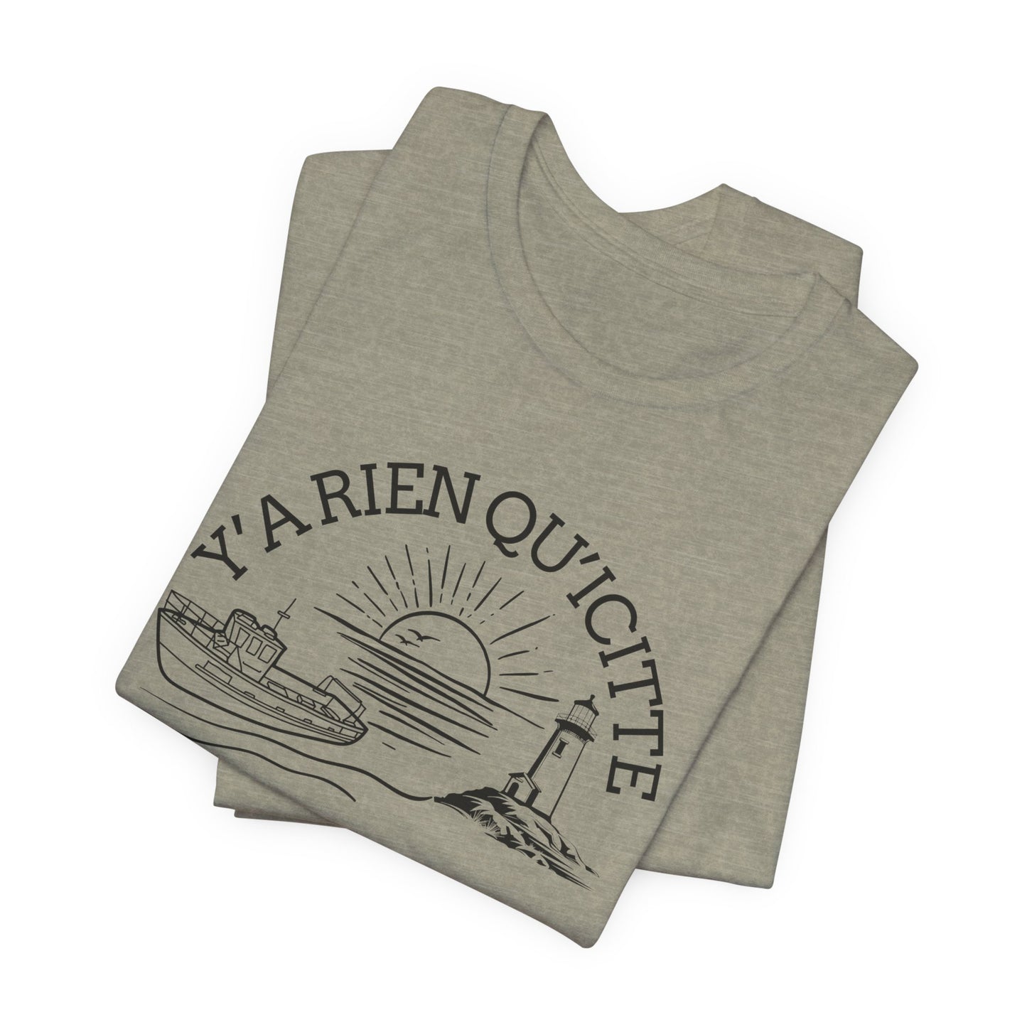 Sunset Sailboat Unisex Tee - Y'a rien qu'icitte Qu'on est ben - Crée_ation Nature DC