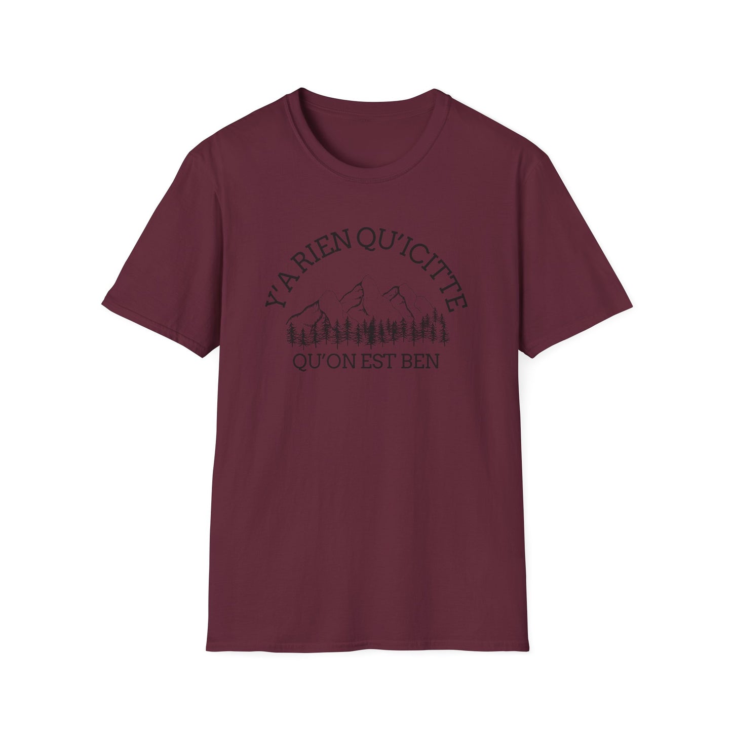 Nature-Inspired Unisex Softstyle T-Shirt - "Ya Rien Qu`Icitte" Design
