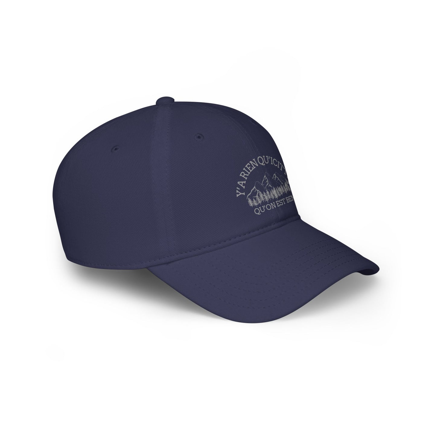 Casual Red Low Profile Baseball Cap - 'Ya Rien Qu'Excite Qu'On Est Ben' - Crée_ation Nature DC