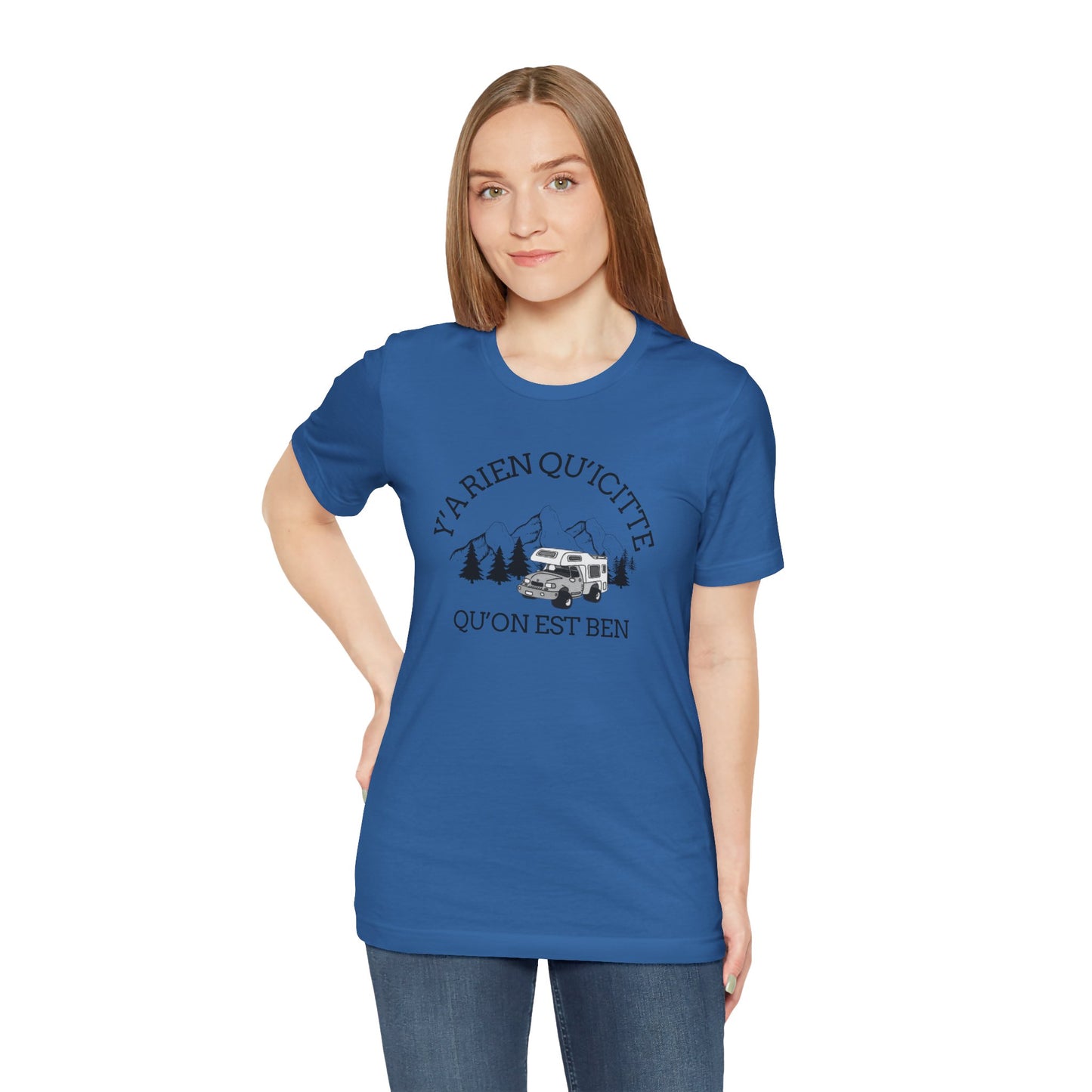 Adventure Spirit Unisex Short Sleeve Tee – 'Y'a Rien Qu'Icitte' Design-Crée_ation Nature DC