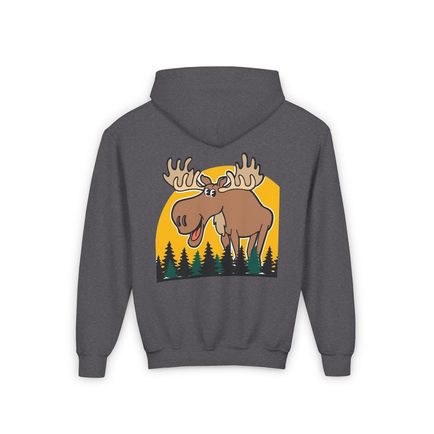 Youth Heavy Blend Hooded Sweatshirt - Cree_ation Nature Moose Design