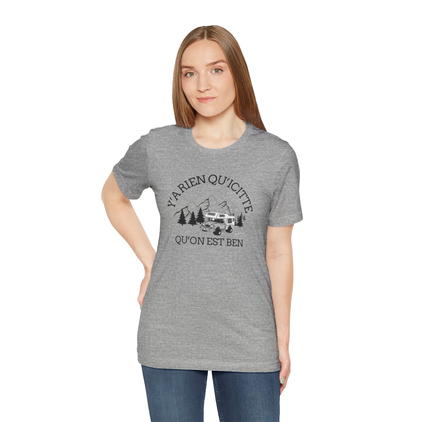 Adventure Spirit Unisex Short Sleeve Tee – 'Y'a Rien Qu'Icitte' Design-Crée_ation Nature DC