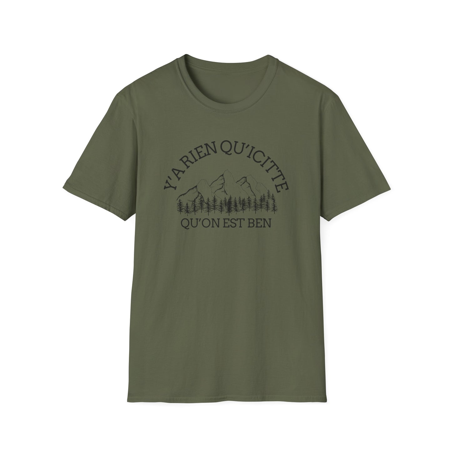 Nature-Inspired Unisex Softstyle T-Shirt - "Ya Rien Qu`Icitte" Design