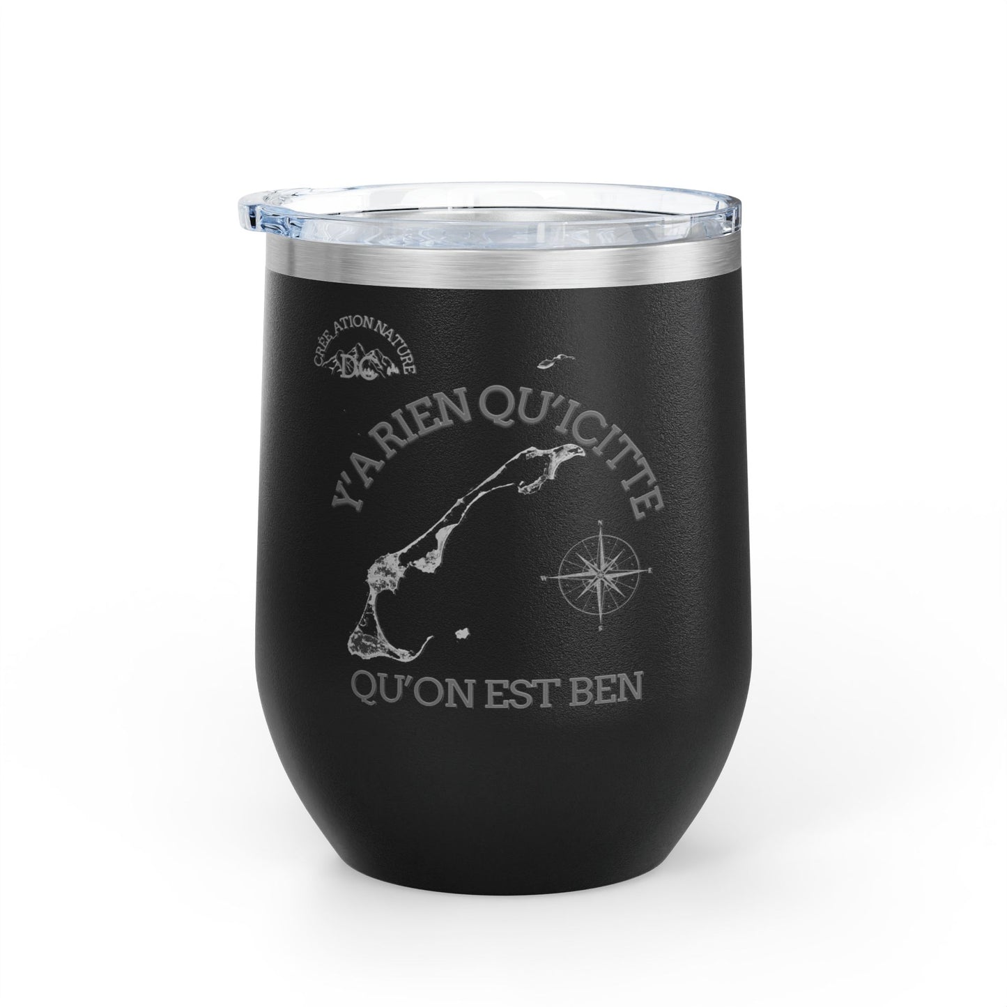 Adventure Awaits Wine Tumbler - 12oz Travel Cup with Motivational Quote Crée_ation Nature DC