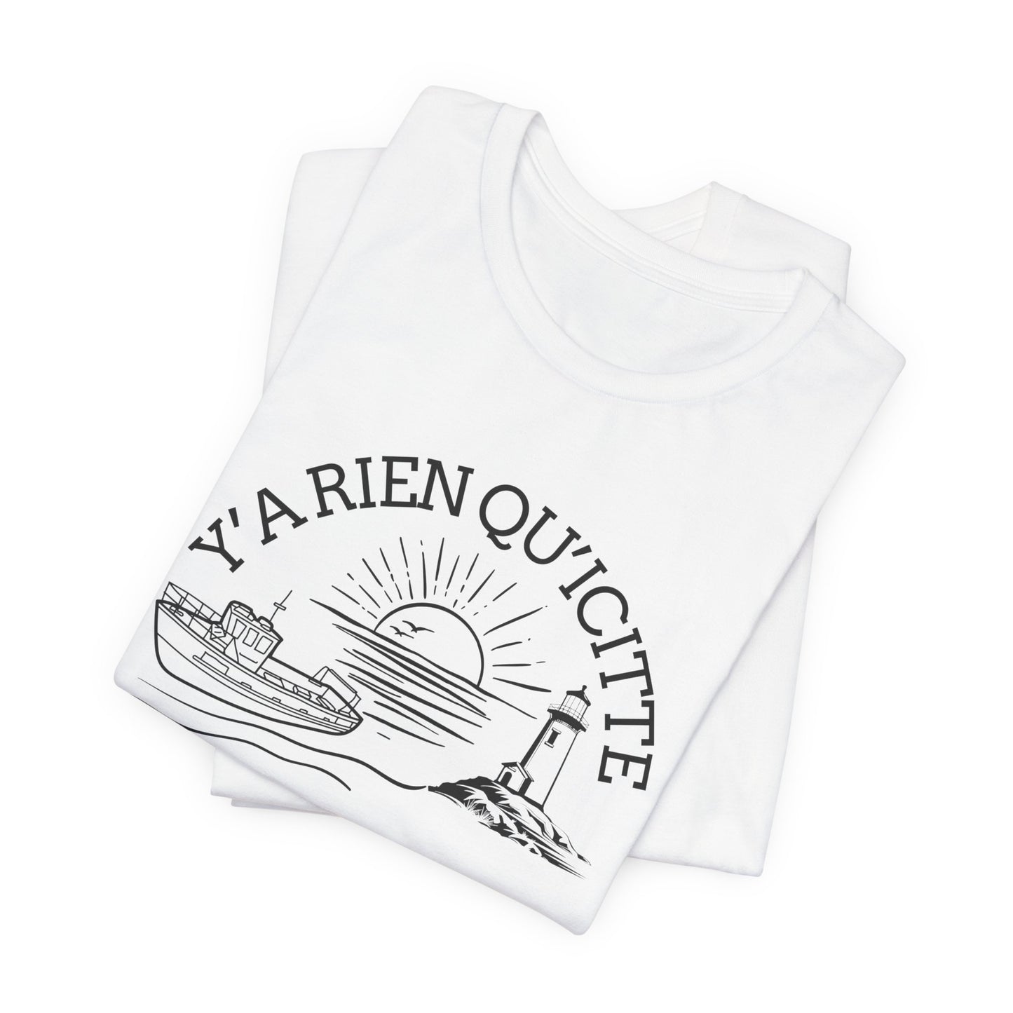 Sunset Sailboat Unisex Tee - Y'a rien qu'icitte Qu'on est ben - Crée_ation Nature DC