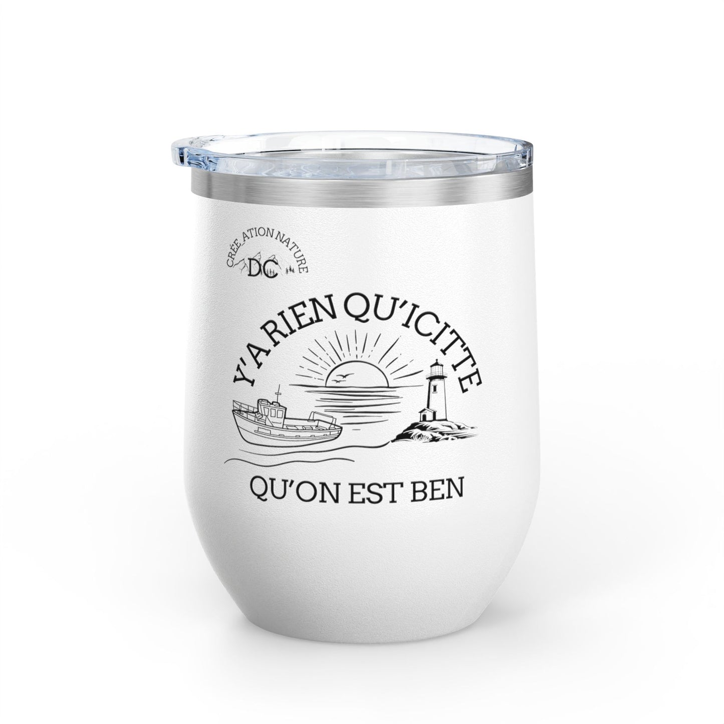 Chic Wine Tumbler - 12oz Inspirational Travel Mug with Nautical Design - Crée_ation Nature DC