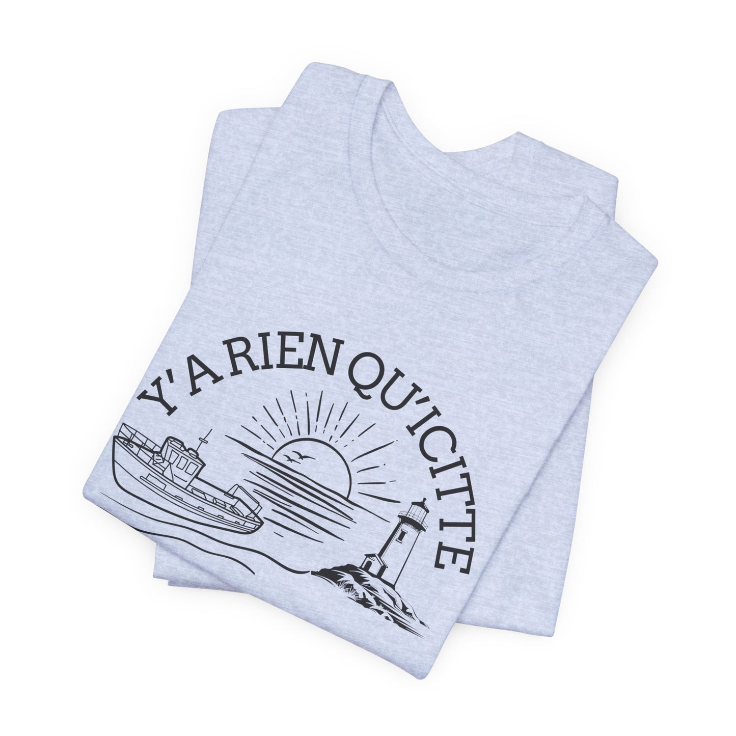Sunset Sailboat Unisex Tee - Y'a rien qu'icitte Qu'on est ben - Crée_ation Nature DC
