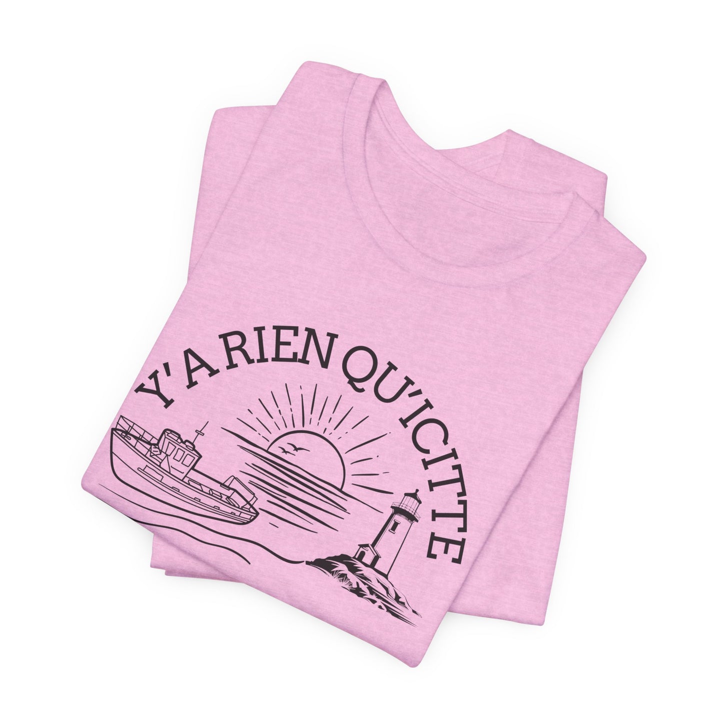 Sunset Sailboat Unisex Tee - Y'a rien qu'icitte Qu'on est ben - Crée_ation Nature DC