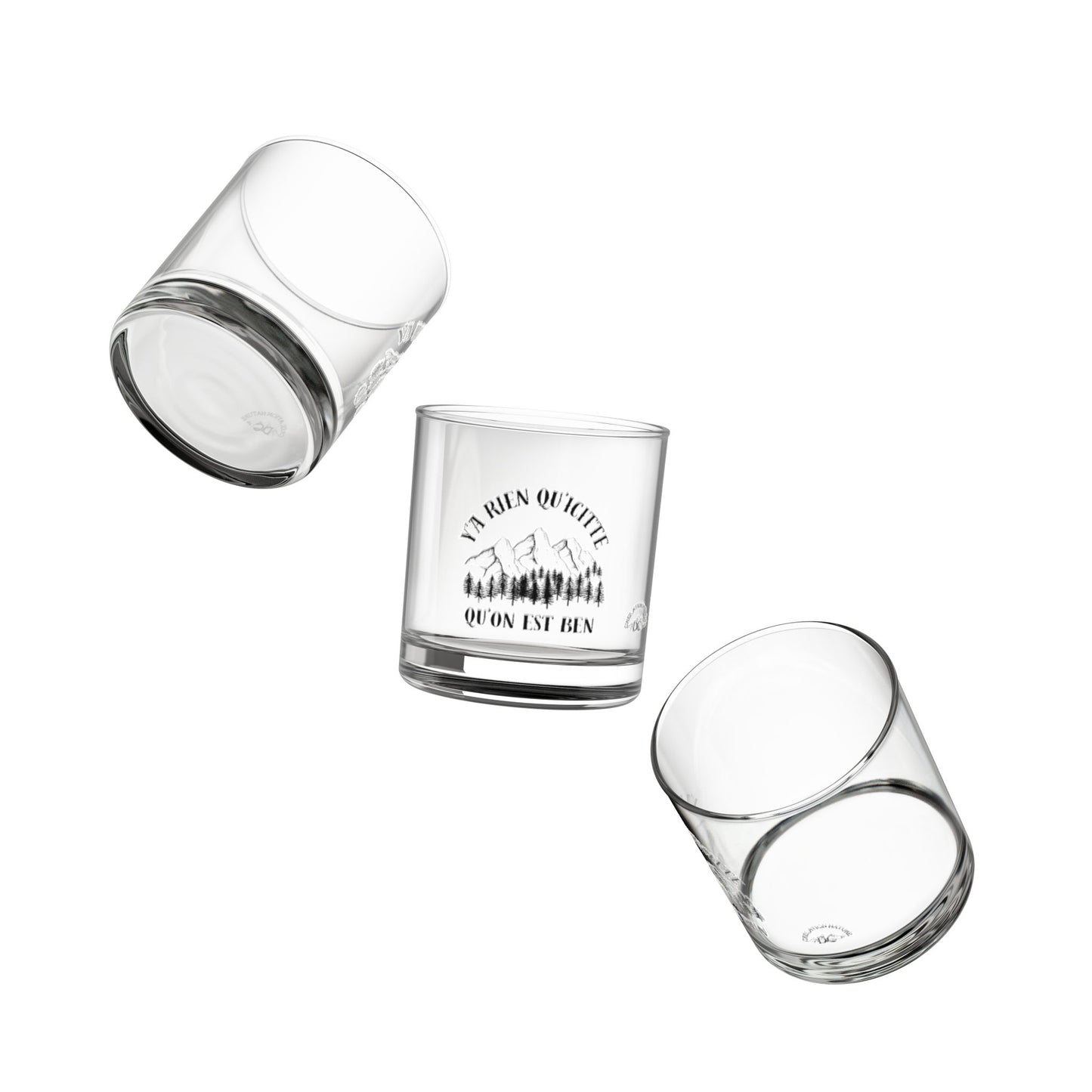 verre Rocks - 10oz Vintage Mountain Rocks Glass - 'Ya Rien Qu'citte Qu'on Est Ben' - Crée_Ation Nature DC