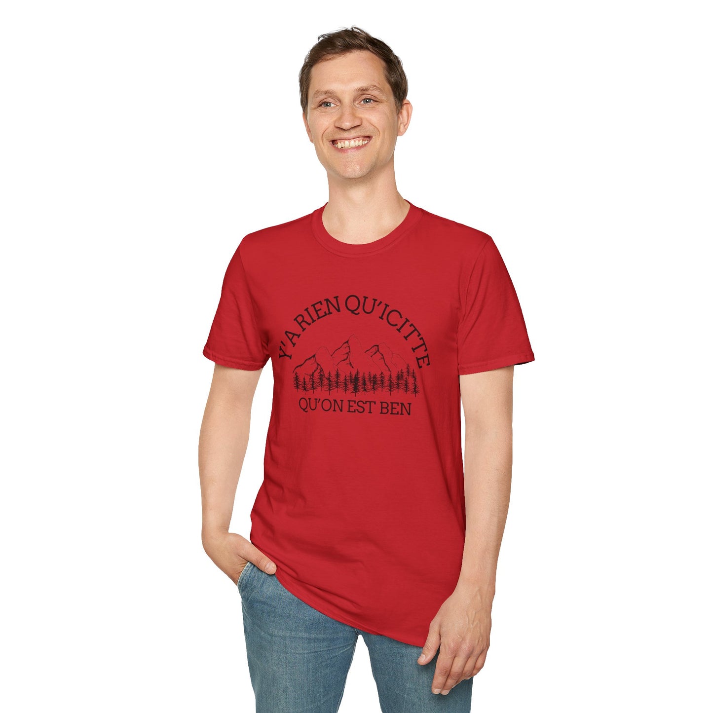 Nature-Inspired Unisex Softstyle T-Shirt - "Ya Rien Qu`Icitte" Design
