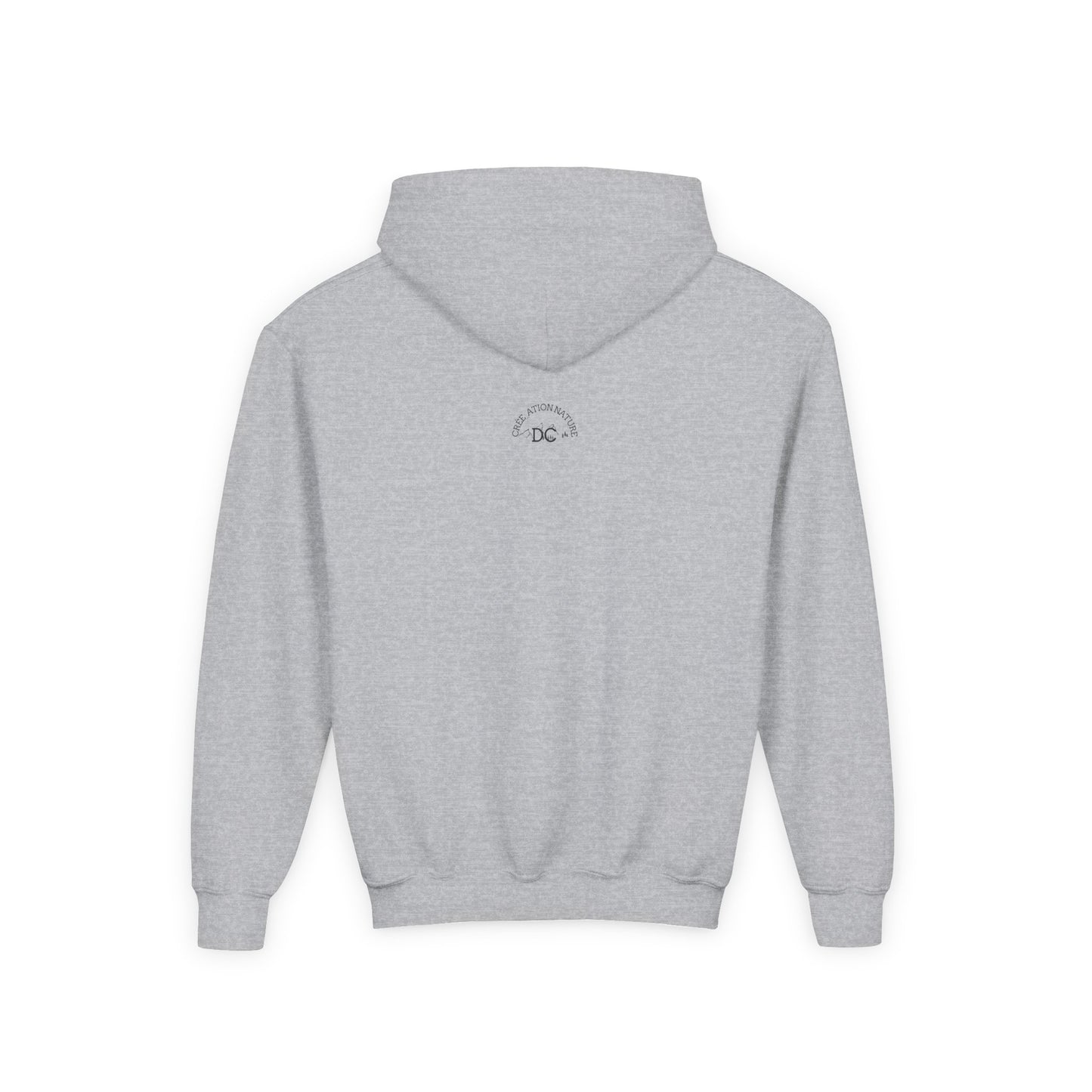 Youth Hooded Sweatshirt with Mountain Design "Y'a Rien Qu'citte"- Crée_ation Nature DC