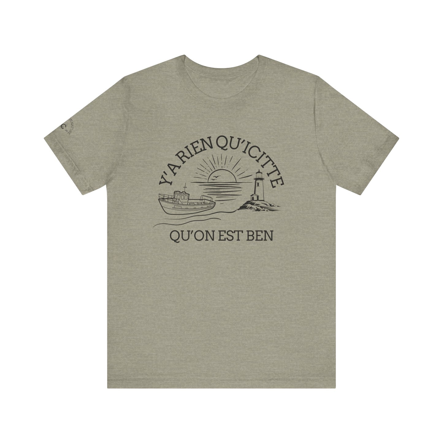 Sunset Sailboat Unisex Tee - Y'a rien qu'icitte Qu'on est ben - Crée_ation Nature DC