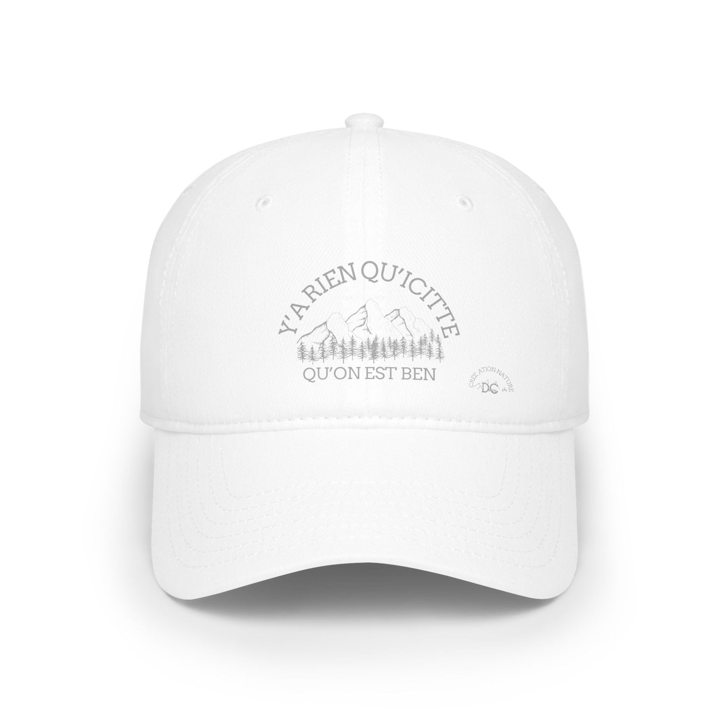 Casual Red Low Profile Baseball Cap - 'Ya Rien Qu'Excite Qu'On Est Ben' - Crée_ation Nature DC