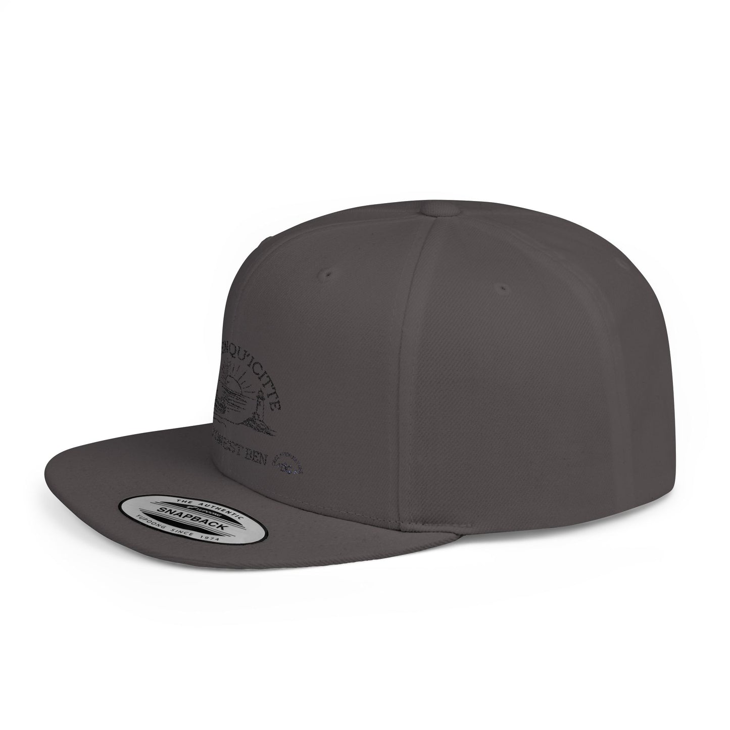 Inspirational Quote Flat Bill Snapback Hat - 'Ya Rien Qu'citte Qu'on Est Ben' -Crée_ation Nature DC