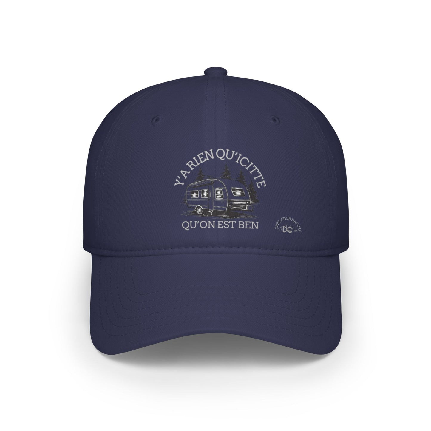 Red Low Profile Baseball Cap - 'Ya Rien Qu'citte Qu'on Est Ben' Design Crée_ation Nature DC