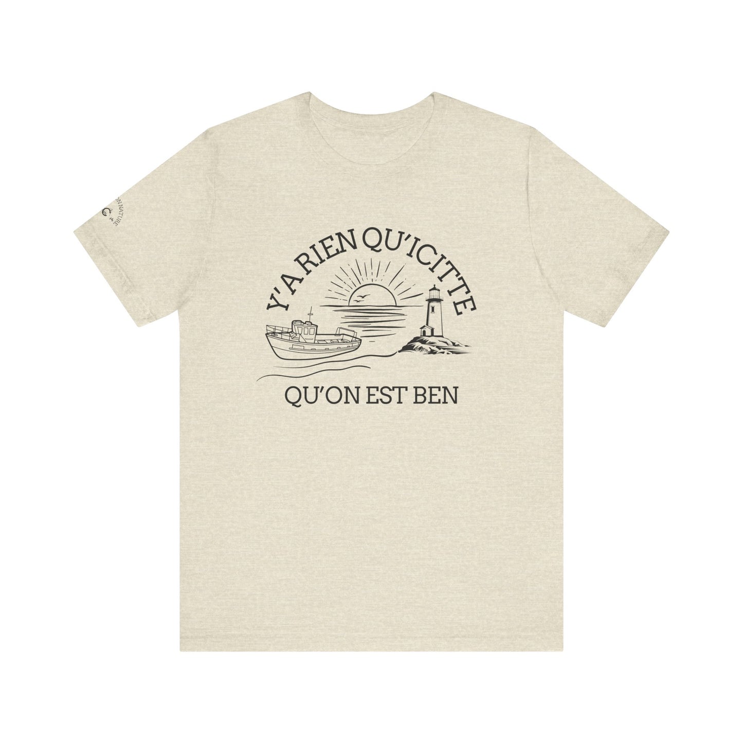 Sunset Sailboat Unisex Tee - Y'a rien qu'icitte Qu'on est ben - Crée_ation Nature DC
