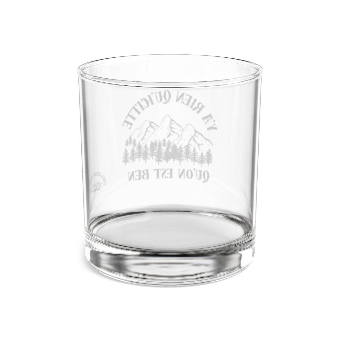 verre Rocks - 10oz Vintage Mountain Rocks Glass - 'Ya Rien Qu'citte Qu'on Est Ben' - Crée_Ation Nature DC