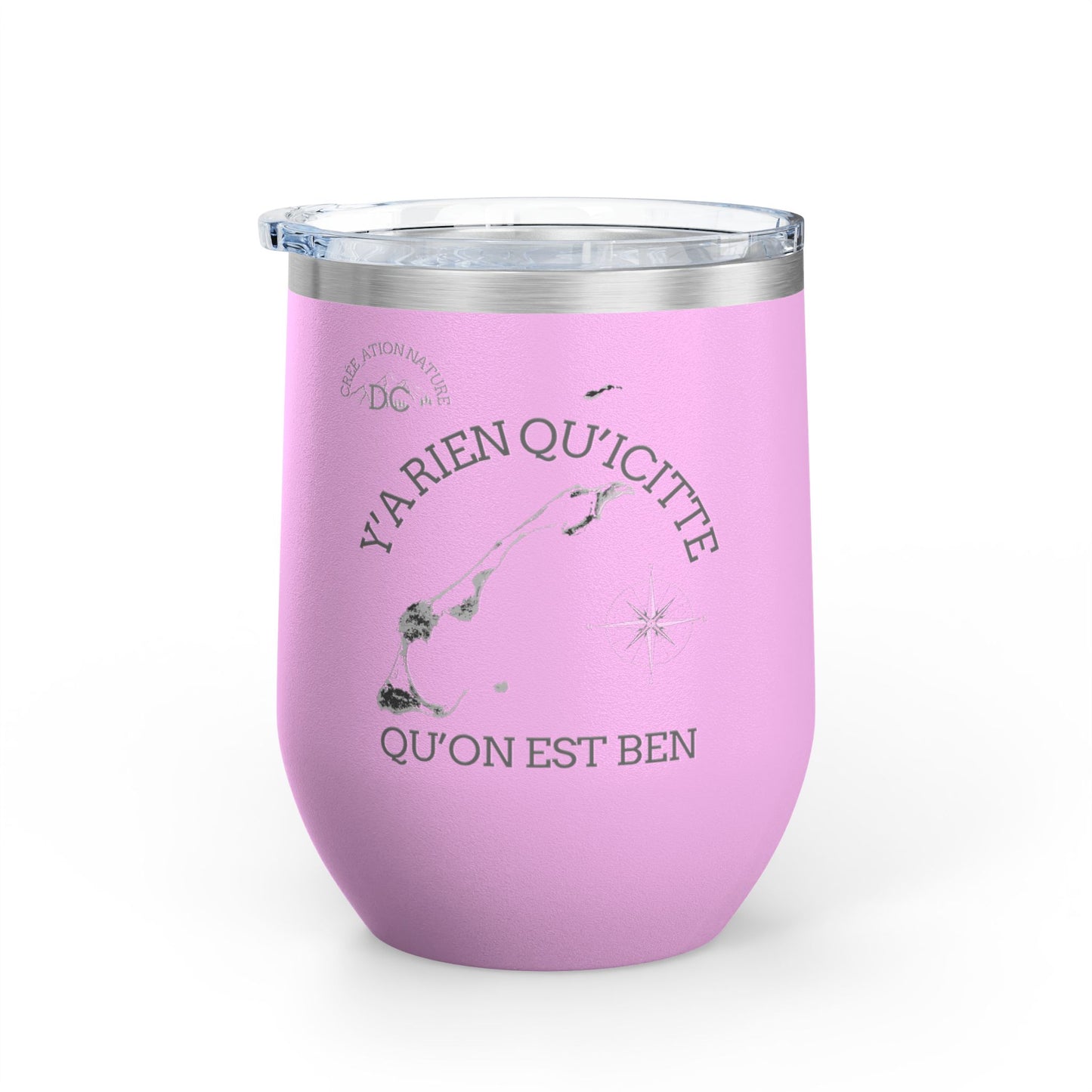 Adventure Awaits Wine Tumbler - 12oz Travel Cup with Motivational Quote Crée_ation Nature DC