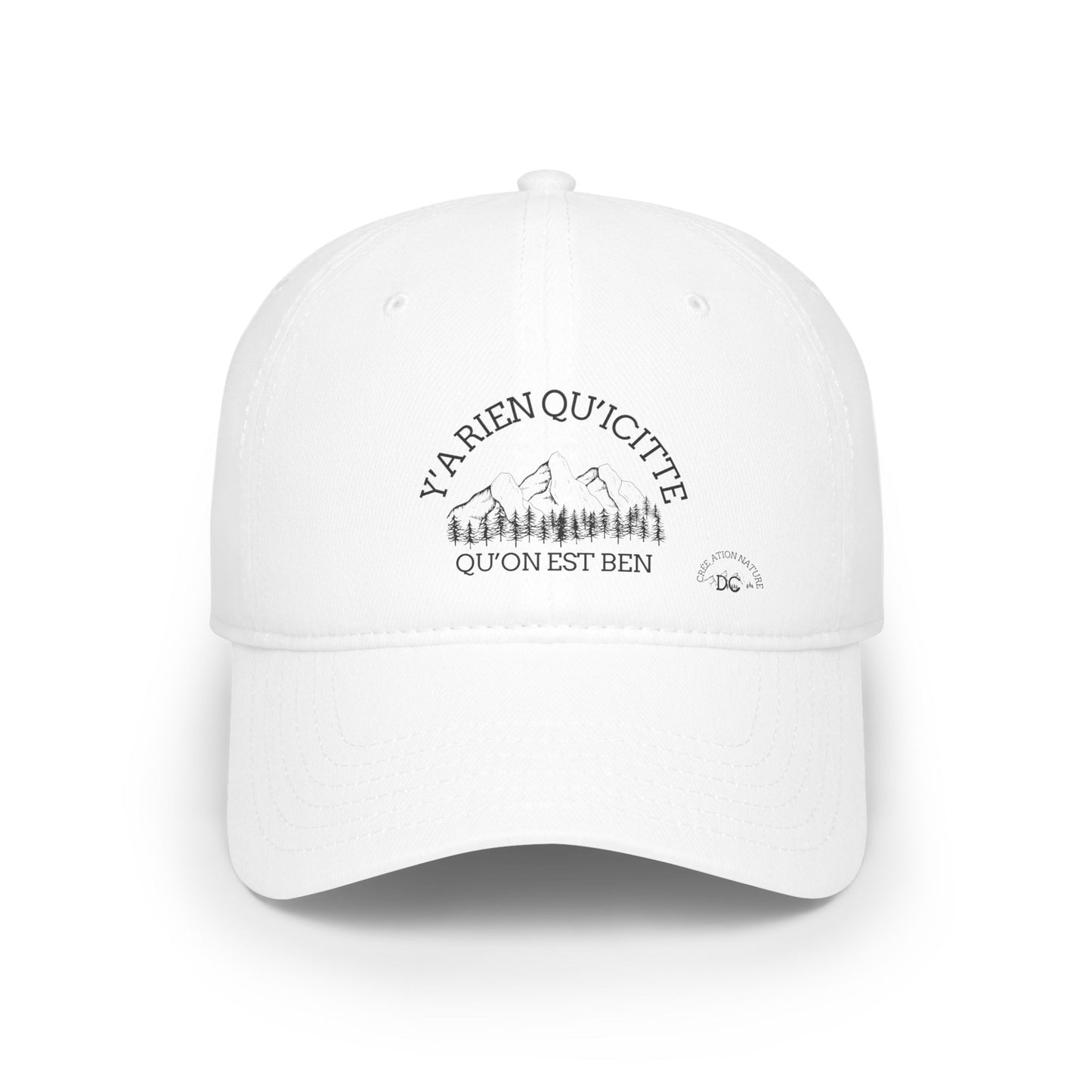 Red Low Profile Baseball Cap - Nature Inspired Design "Ya Rien Qu'Quitte Qu'On Est Ben" - Crée_ation Nature DC
