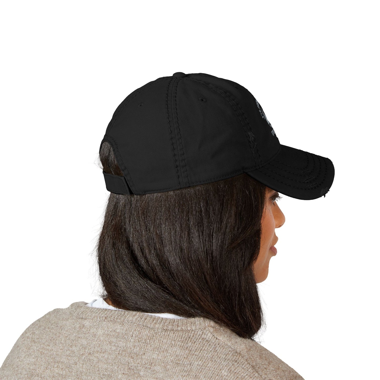 Distressed Dad Hat with Embroidered Mountain Design- Crée_ation Nature DC