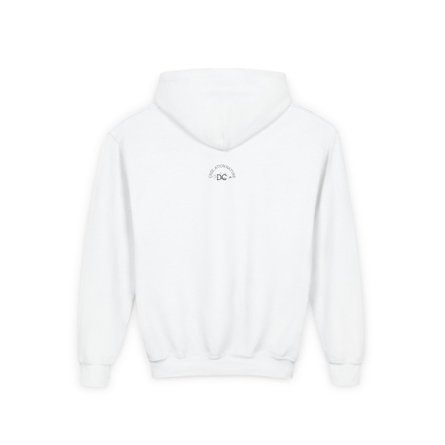 Youth Hooded Sweatshirt with Mountain Design "Y'a Rien Qu'citte"- Crée_ation Nature DC