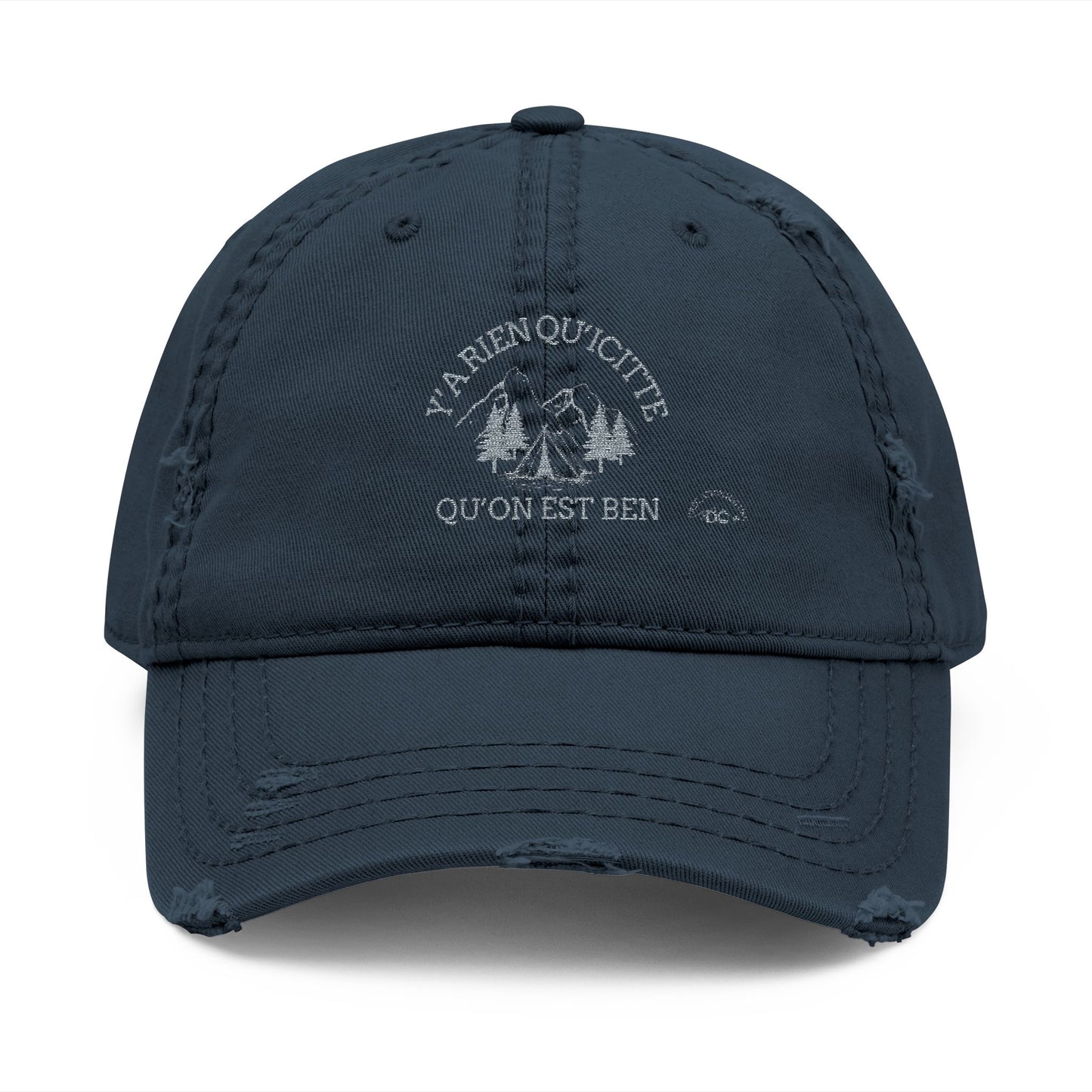 Distressed Dad Hat with Embroidered Mountain Design- Crée_ation Nature DC