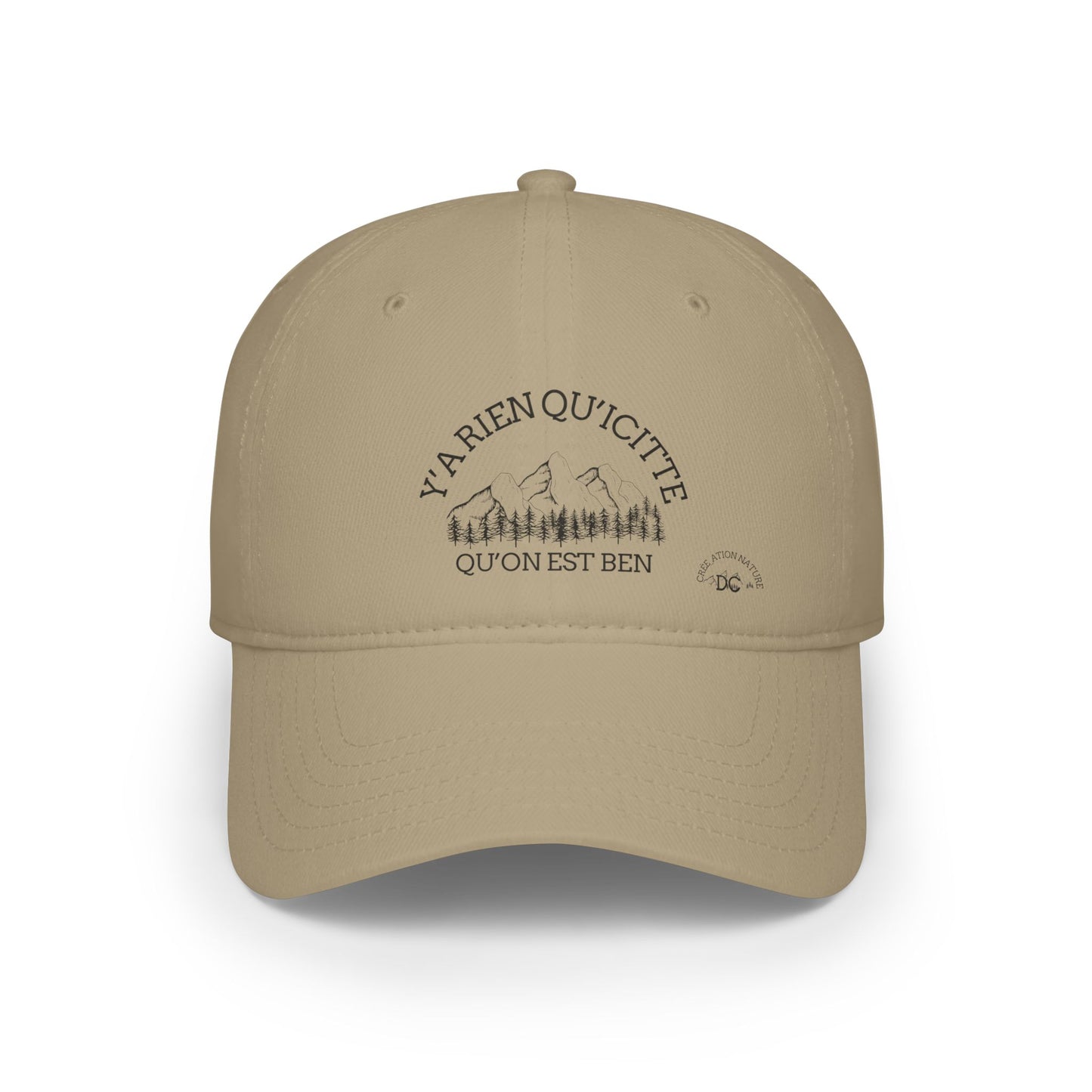 Red Low Profile Baseball Cap - Nature Inspired Design "Ya Rien Qu'Quitte Qu'On Est Ben" - Crée_ation Nature DC