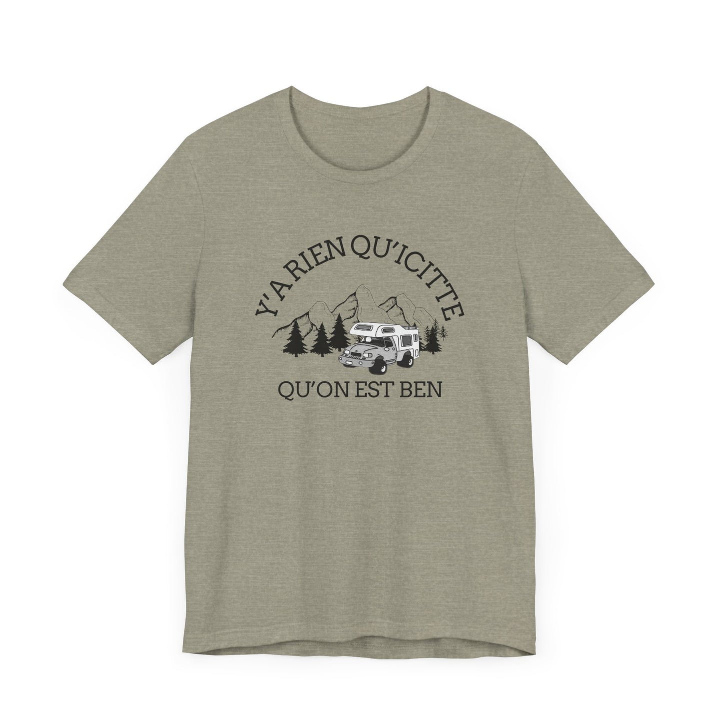Adventure Spirit Unisex Short Sleeve Tee – 'Y'a Rien Qu'Icitte' Design-Crée_ation Nature DC