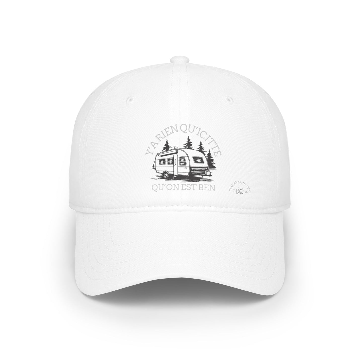 Red Low Profile Baseball Cap - 'Ya Rien Qu'citte Qu'on Est Ben' Design Crée_ation Nature DC