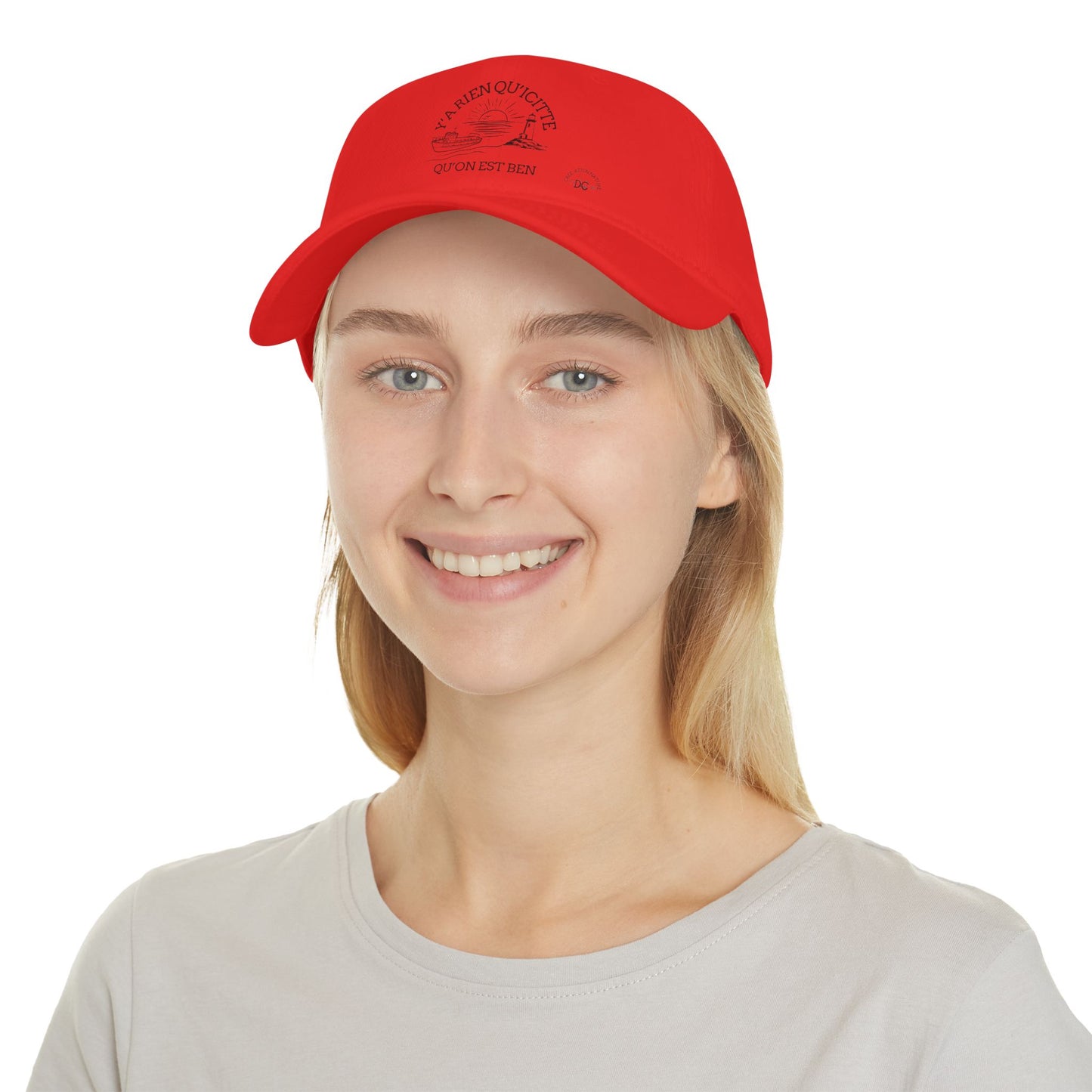 Casual Red Baseball Cap - "Y'A RIEN QU'Y'ACITTE" Inspirational Design - Crée_ation Nature DC