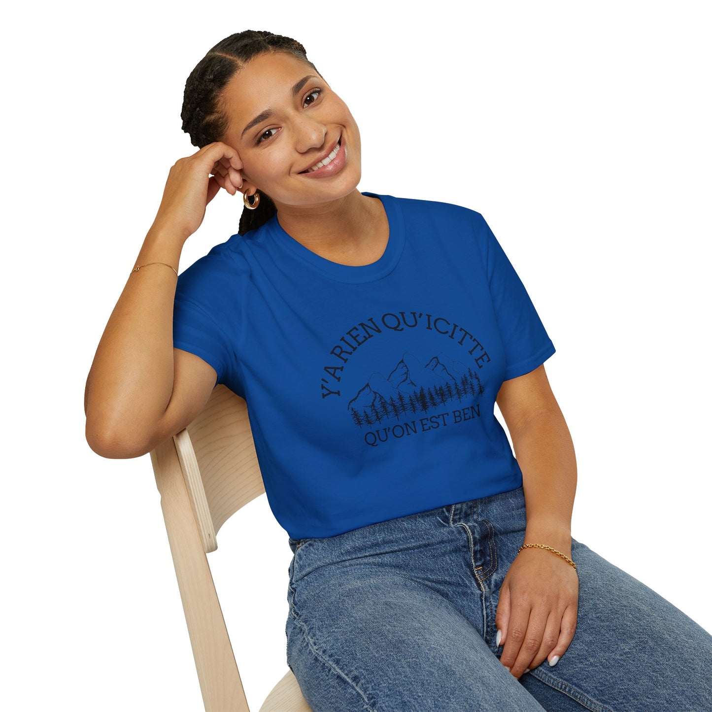 Nature-Inspired Unisex Softstyle T-Shirt - "Ya Rien Qu`Icitte" Design