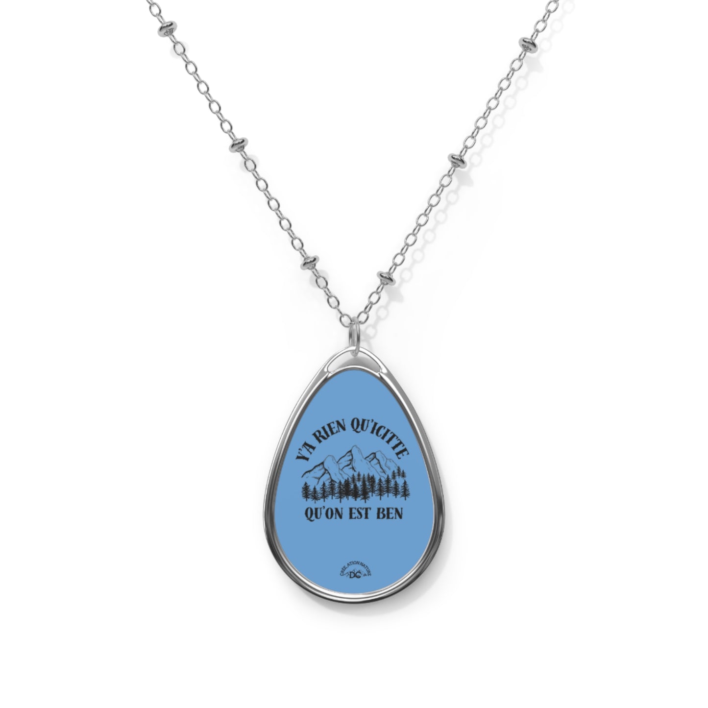Inspirational Mountain Design Oval Necklace - Perfect Gift for Adventurers