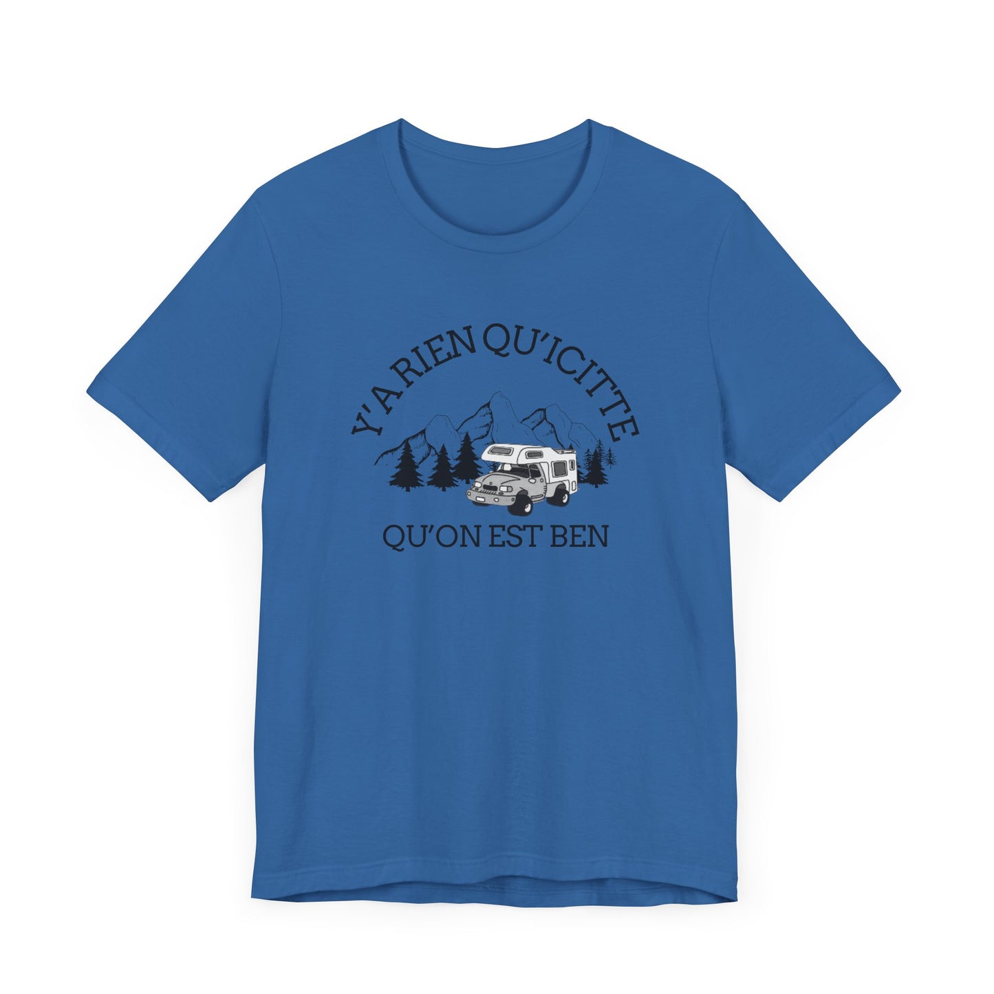 Adventure Spirit Unisex Short Sleeve Tee – 'Y'a Rien Qu'Icitte' Design-Crée_ation Nature DC
