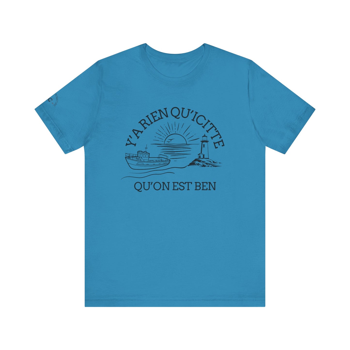 Sunset Sailboat Unisex Tee - Y'a rien qu'icitte Qu'on est ben - Crée_ation Nature DC